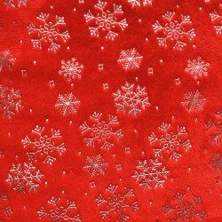 Ткань Искусственный Мех Коротковорсовый 190 гр/м2 (Ширина 150см), принт Снежинки на красном в Волгодонске
